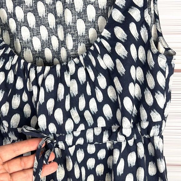 NWOT Patagonia Blue Polka Dot Hemp - Cotton Blend Sleeveless Drawstring Dress - Picture 6 of 13